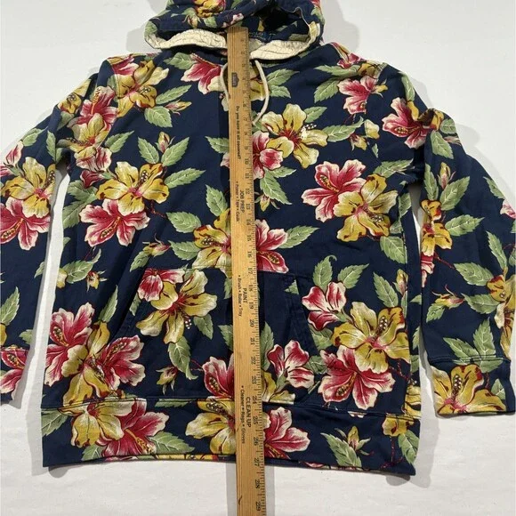 Polo Ralph Lauren Mens Floral Cotton Spa Terry Hoodie Pullover Sweatshirt Blue L - Picture 4 of 13